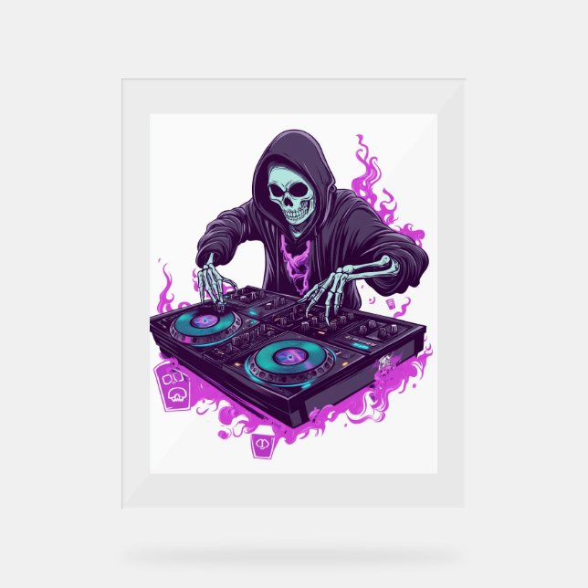 Señal Acrílica Halloween Skeleton DJ (Anverso)