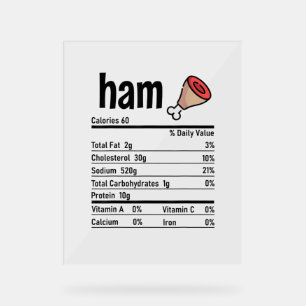 Señal Acrílica Ham Nutrition Hacts Matanza de Acción de Gracias F