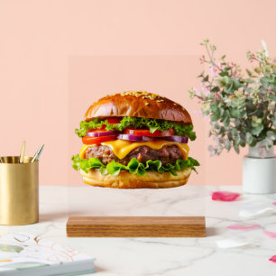 Señal Acrílica Hamburguesa con queso apetitosa de SlipperyJoe cru