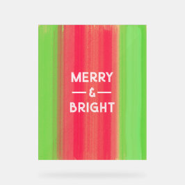 Señal Acrílica Hand Painted Merry and Bright Green and Red