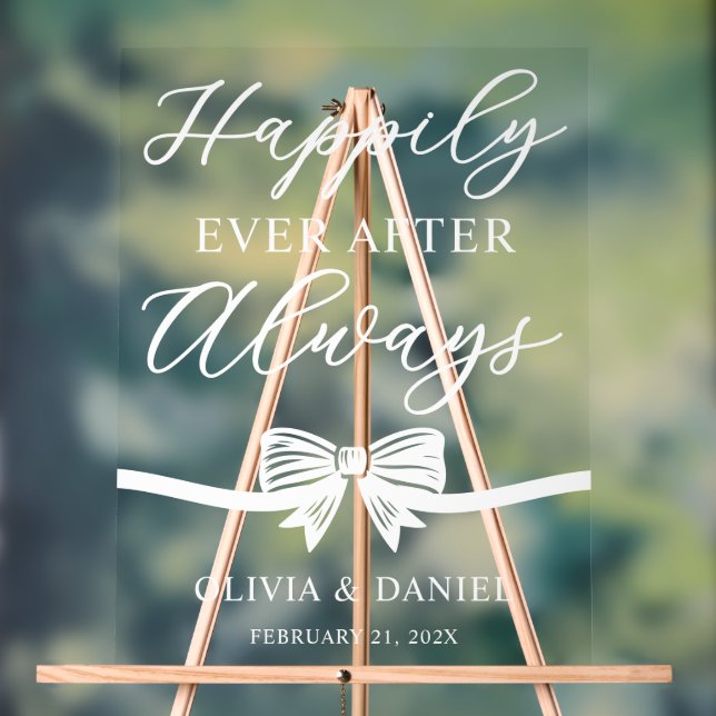 Señal Acrílica Happily Ever After Always Personalized Wedding (Neutral )