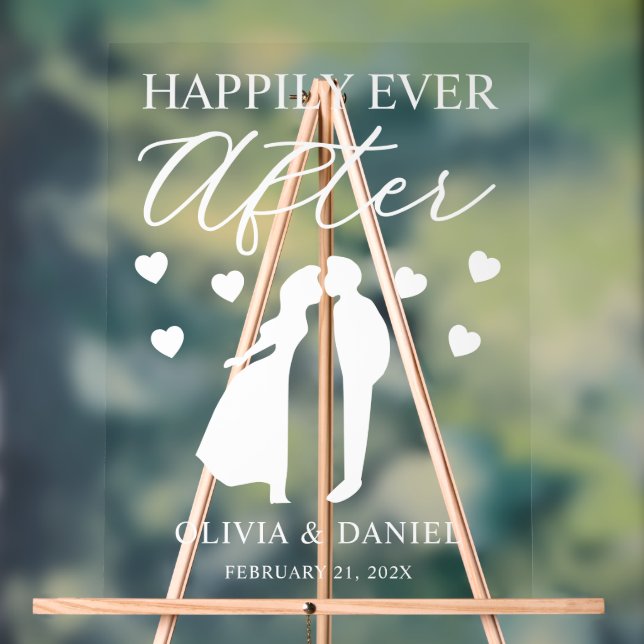 Señal Acrílica Happily Ever After Personalized Wedding (Neutral )