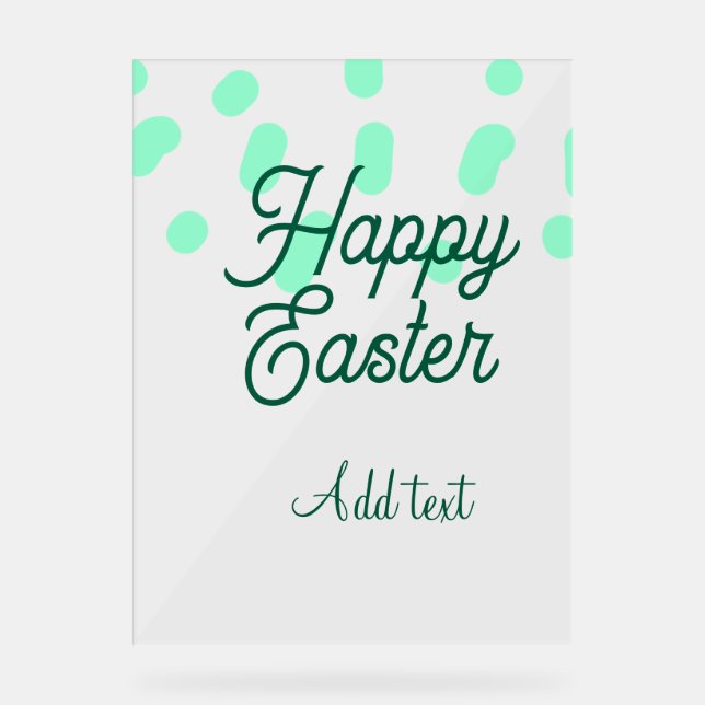 Señal Acrílica Happy Easter green eggs pastel name date simple  (Anverso)