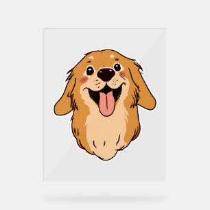 Señal Acrílica Happy Golden Retriever Dog Lover Puppy Retro