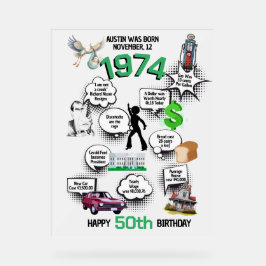 Señal Acrílica Hechos divertidos nacidos en 1974