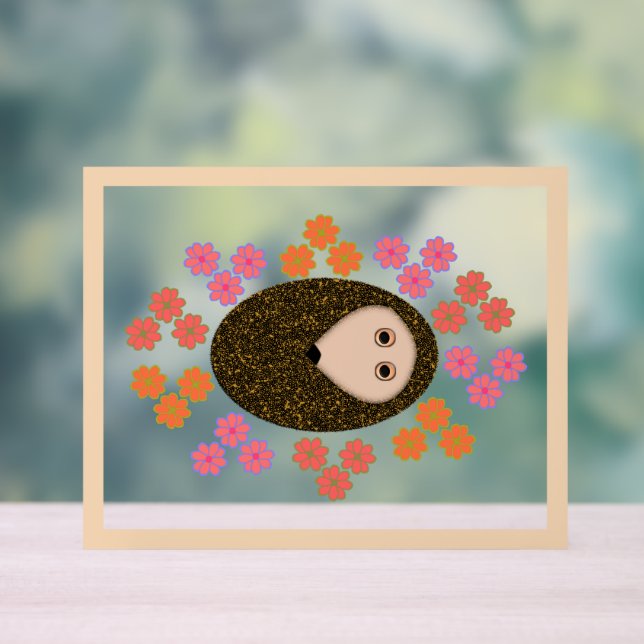 Señal Acrílica Hedgehog y flores somnolientas (Neutral )