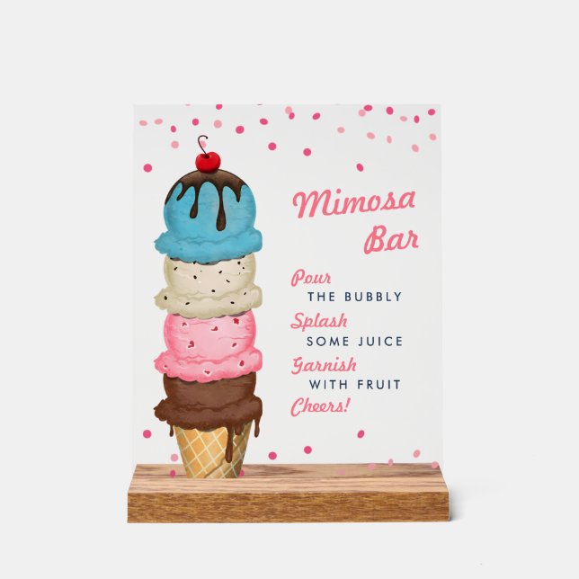 Señal Acrílica Helados de verano Mimosa Bar Ducha de novia (Anverso)
