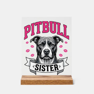 Señal Acrílica Hermana Pitbull Diseño Vectorial Vintage Amante Pe