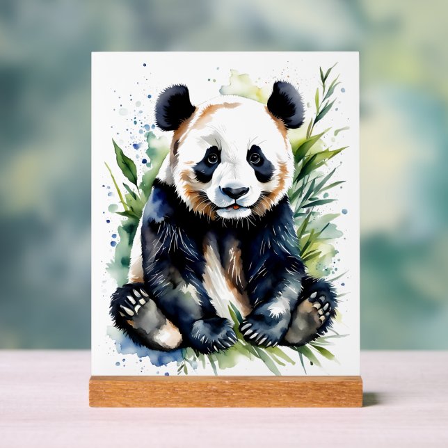 Señal Acrílica Hermosa acuarela Panda Bear (Neutral )