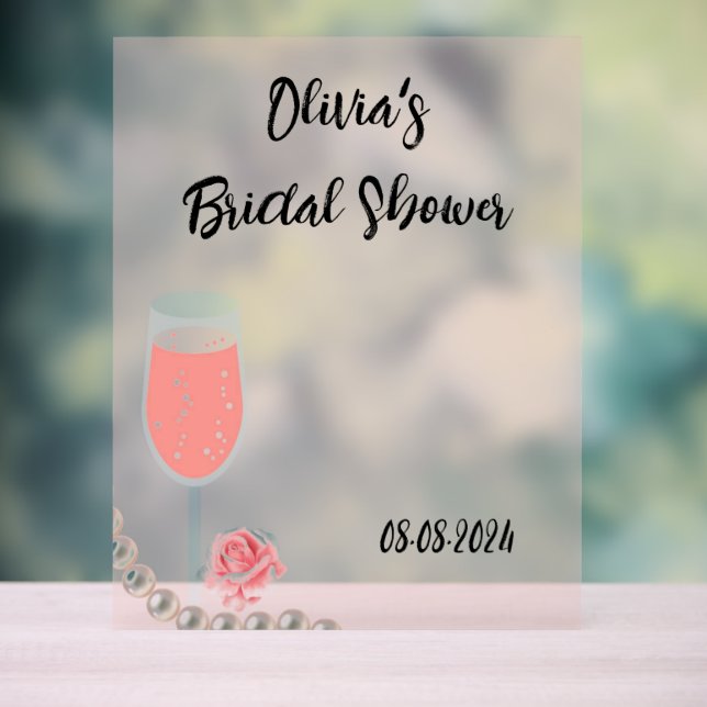 Señal Acrílica hermosas perlas y ducha de novia prosecco (Neutral )