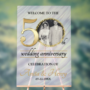 Señal Acrílica Hermoso 50 Aniversario de Boda Escarchado