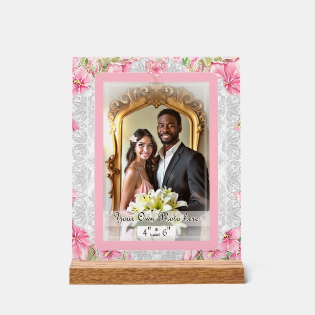 Señal Acrílica Hibiscus & lace PINK (Anverso)