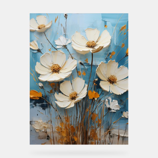 Señal Acrílica Hierba de ojos azules - Floral Impasto (Anverso)