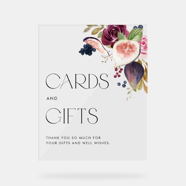 Señal Acrílica Higos acuarelas y tarjetas y regalos de bodas de B (Anverso)