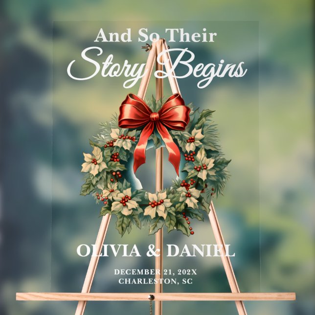 Señal Acrílica Historia comienza Navidades Bienvenida Boda a Wrea (Neutral )
