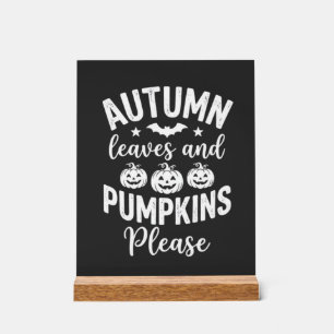 Señal Acrílica Hojas de otoño y calabazas por favor_1