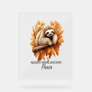 Señal Acrílica Hojas de otoño y eslogans por favor