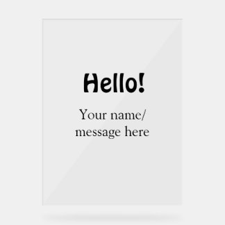 Señal Acrílica Hola agregar mensaje de nombre simple mínimo tem d