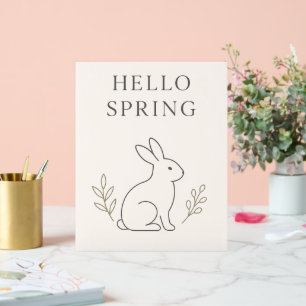 Señal Acrílica Hola Arte Mínimo de Conejo de Primavera Línea