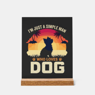 Señal Acrílica Hombre Simple Que Ama Silueta De Perro Atardecer P