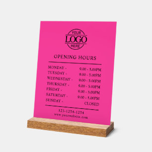 Señal Acrílica Horas de apertura elegantes minimalistas rosa bril