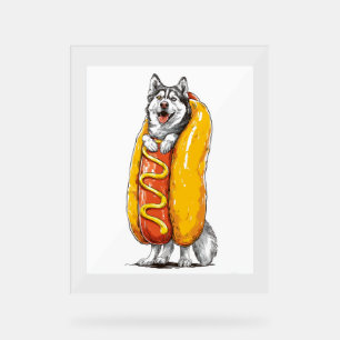 Señal Acrílica Husky de perro caliente - Divertido disfraz de com