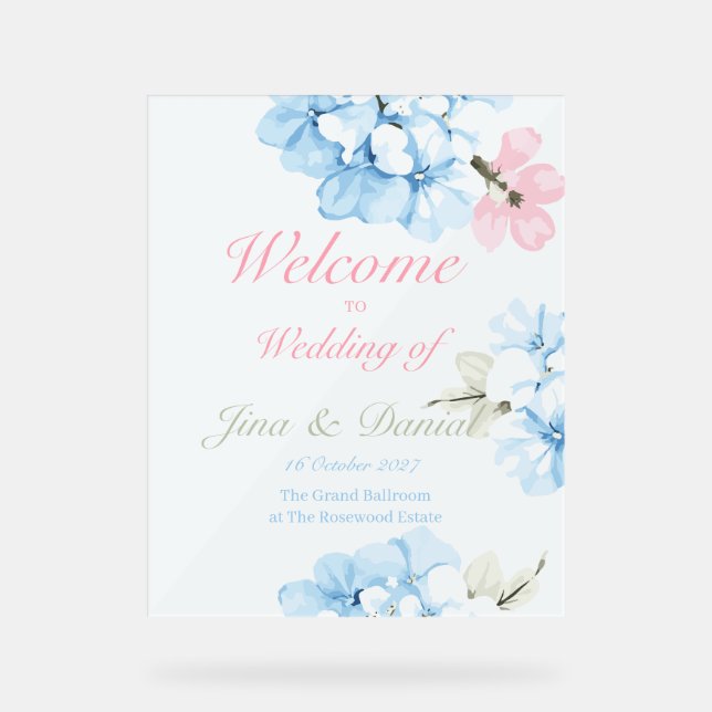 Señal Acrílica Hydrangeas Pastel Bloom (Anverso)