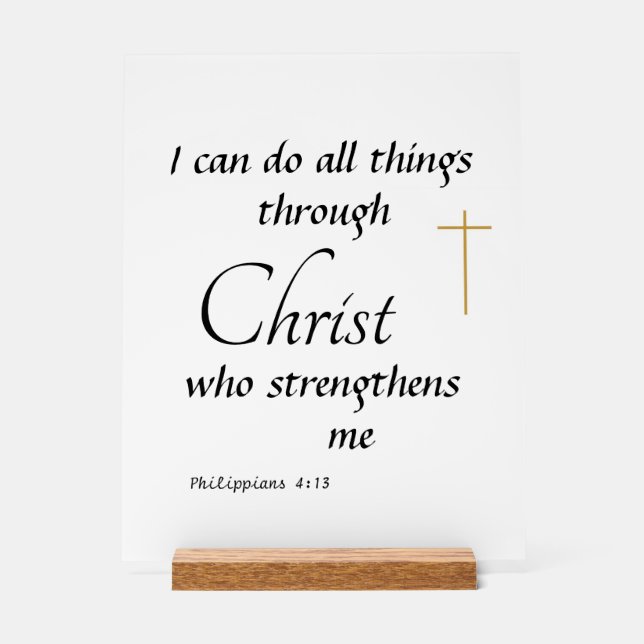 Señal Acrílica I can do all things thru Christ Acrylic Sign (Anverso)