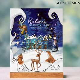 Señal Acrílica Ice Blue Winter Magic Custom Acrylic Table Sign