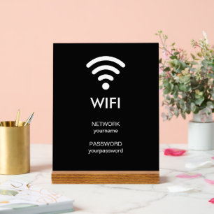 Señal Acrílica Icono de Wifi Contraseña de Red Hospitalidad Negoc