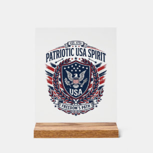 Señal Acrílica Iconos y Símbolos de Escudo de Libertad Patriótica