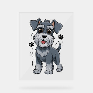 Señal Acrílica Ilustración adorable de cachorro de Schnauzer con