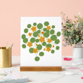 Señal Acrílica Ilustración de Flor de Nasturcia Vintage Naturalez