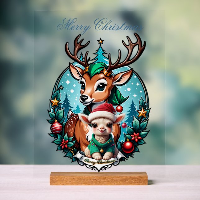 Señal Acrílica Ilustracion de Navidades alegres e invitantes (Neutral )