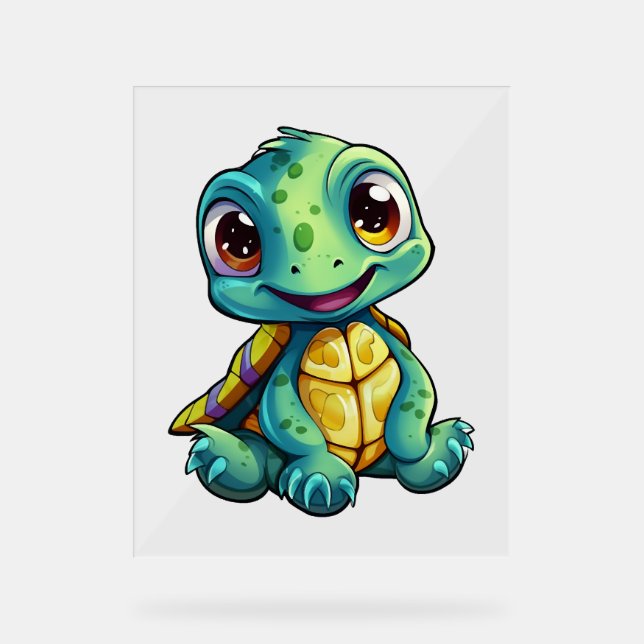 Señal Acrílica ilustracion de tortuga personalizado (Anverso)