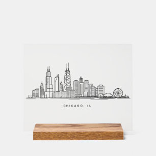 Señal Acrílica Ilustración del paisaje urbano de Chicago, IL