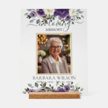 Imagen conmemorativa floral funeral morado oscuro
