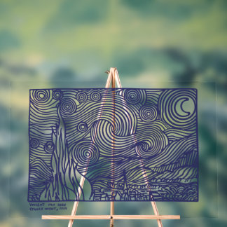 Señal Acrílica Impresión de lienzo estrellado por noche de arte d