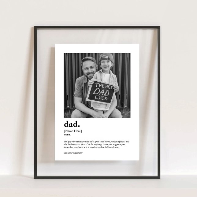 Señal Acrílica Impresión personalizada de definición de papá con  (Personalized Dad Definition Print with Photo Gift Acrylic Sign)