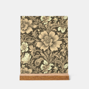 Señal Acrílica Impresionante patrón floral sepia vintage