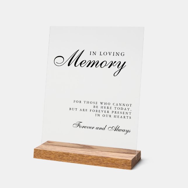 Señal Acrílica In Loving Memory Modern Wedding Memorial Sign (Ángulo)