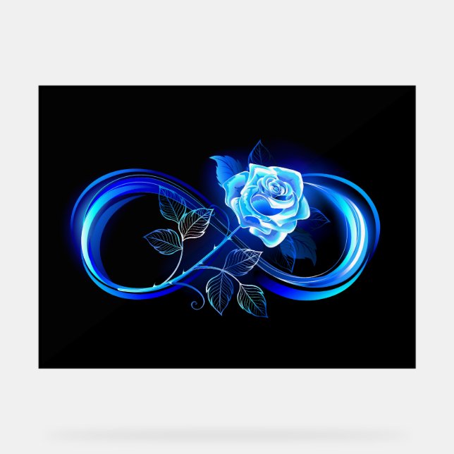 Señal Acrílica Infinito brillante con rosa azul (Anverso)