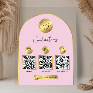 Señal Acrílica Información de contacto comercial Código QR del lo