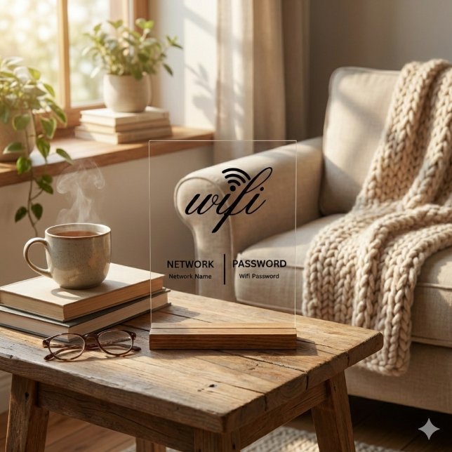 Señal Acrílica Información de contraseña de red wifi simple y ele (Subido por el creador)