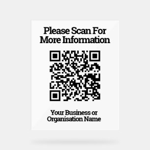 Señal Acrílica Información de diseño de código QR