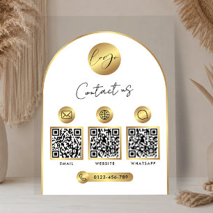 Señal Acrílica Información de sitio web de negocios Logo dorado C