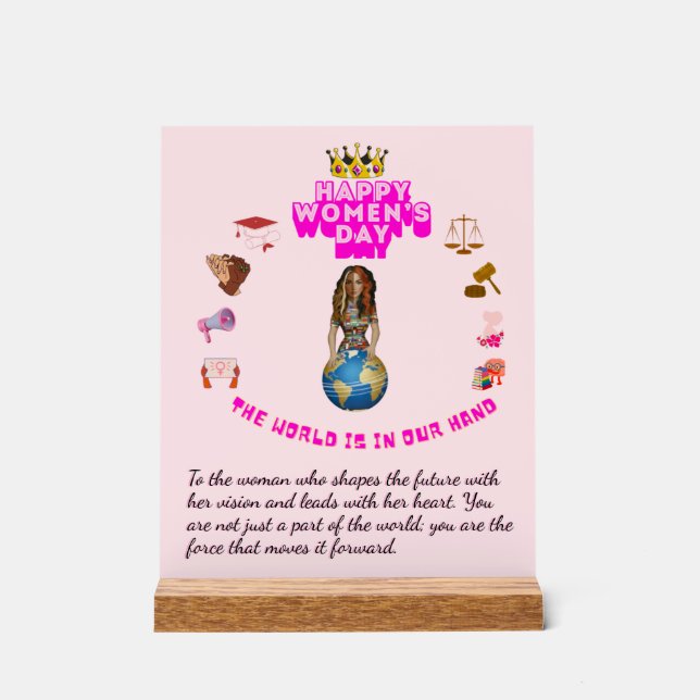 Señal Acrílica Inspirational Quote happy women's day (Anverso)