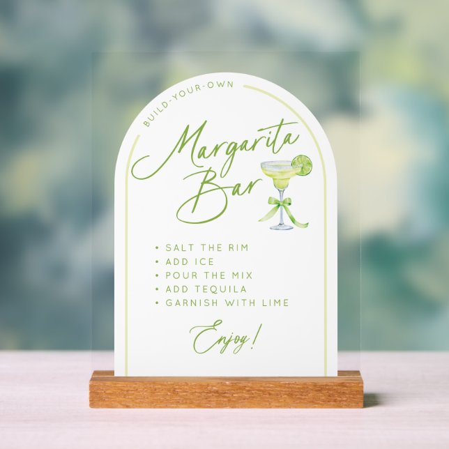 Señal Acrílica Instrucciones de Bar Margarita con ducha de novia (Neutral )