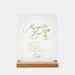 Señal Acrílica Instrucciones de Bar Margarita con ducha de novia