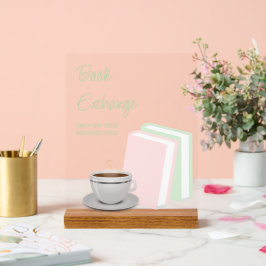 Señal Acrílica Intercambio de Libros de Despedida de Soltera: Té 